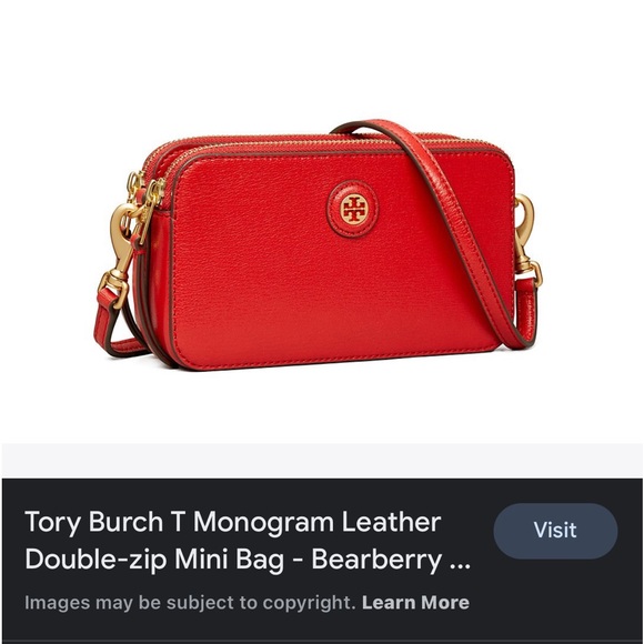 Tory Burch Handbags - NWT Tory Burch T Monogram Leather Double Zip Mini Bag. Bearberry (Red) ❤️